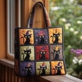thumbnail image 4 of Shadoumai Halloween Quilted Tote Bag for Women, Pumpkin Black Cat Witch Hat Print Large Spacious Handbag, Reusable Shopping Bag, 4 of 6
