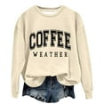 thumbnail image 3 of VISALY Pullover Crewneck Sweatshirt for Womens Oversized Sweatshirt Letter Print Pullover Trendy Long Sleeve Shirt Tunic Sweatshirts Loose Fitting Tops Fall Fleece Pullover Beige L, 3 of 6