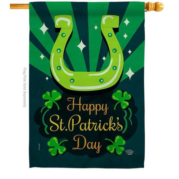 Ornament Collection H190053-BO Lucky St Patrick Double-Sided Garden Decorative House Flag, Multi Color