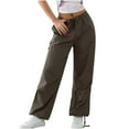 thumbnail image 2 of QUINDOS Women Pants Dressy Casual Wide Leg High Waisted Long Pants Button Relaxed Fit Trousers with Pockets, 2 of 4