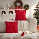 thumbnail image 1 of Funda de cojín con diseño de árbol de Navidad | Funda de cojín para sofá con decoración navideña | Bordado de terciopelo rojo, blanco y verde | Tamaño estándar de 45 x 45 cm | Cierre de cremallera, 1 of 5