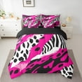 thumbnail image 2 of Manfei Leopard Cheetah Print Twin Bedding Sets 7-Piece for Kids, Zebra Stripes Bedding Comforter Set, Black Pink Abstract Reversible Sheet Sets, Microfiber Bedroom Decor, 2 of 7