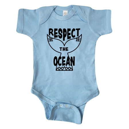 

Inktastic Respect The Ocean with Whale Tail Gift Baby Boy or Baby Girl Bodysuit