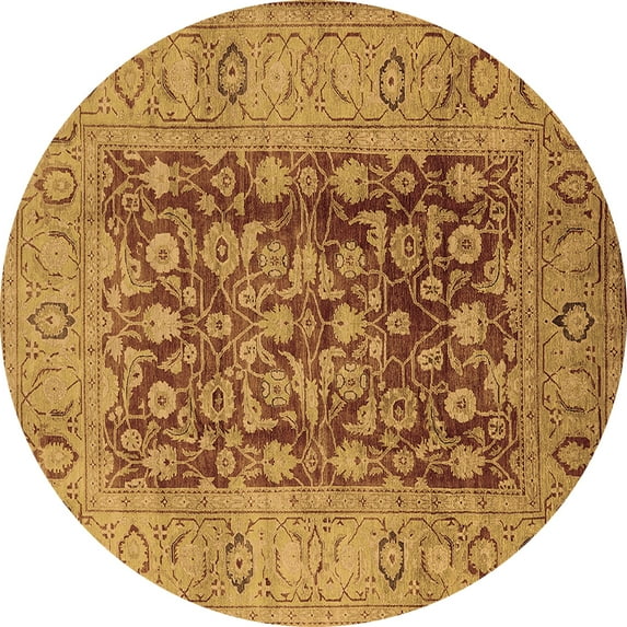 Ahgly Company Indoor Round Oriental Brown Industrial Area Rugs, 3' Round