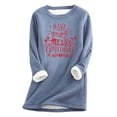thumbnail image 2 of Hauts Chauds pour Femmes, Mode Hiver, Impression de Noël, Manches Régulières, Décontracté, Vacances, Col Rond, Chandails à Capuchon, en Liquidation, 2 of 4