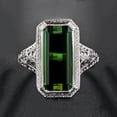 thumbnail image 1 of 925 Sterling Silver Baguette Princess Emerald Retro Diamond Band Rings, 1 of 2