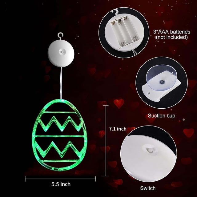 Easter Window Lights with Suction Cup Mount – Egg-Shaped LED Decor for Glass, Doors, Cabinets