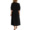 thumbnail image 7 of ClodeEU Women's V Neck 3/4 Sleeve A Line Midi Dress with Pockets,Solid Casual Loose Summer Swing Dress Black,Women's Plus XL, 7 of 7