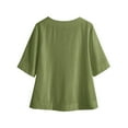 thumbnail image 6 of BXINGOHAI 3/4 Length Sleeve Womens Tops Summer V-Neck Blouses Spring Ruffle Sleeve Tunic T-Shirts Dressy Casual Green,2XL, 6 of 6