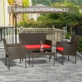 thumbnail image 3 of FDW 4-Piece Wicker Patio Conversation Set with Chairs, Brown Wicker/Blue Cushions, 3 of 7