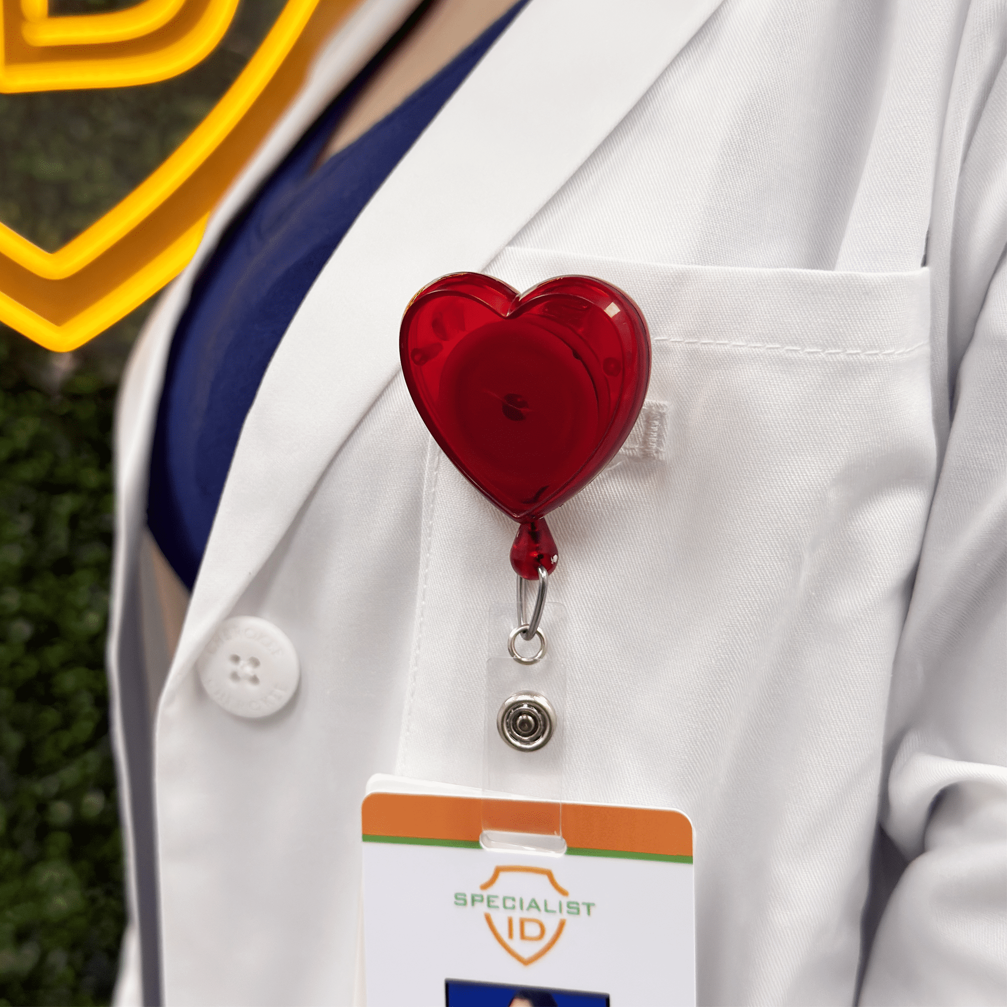 25 Pack - Heart Shaped Retractable Badge Reel with Rotating Swivel Spring Clip - Cute Heavy Duty Name Tag Reels for Nurses, Pediatrics, Teachers, EKG and More by Specialist ID (Red)
