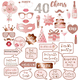 thumbnail image 3 of Accesorios fotográficos para fiesta de cumpleaños número 40, kit de accesorios para selfies en oro rosa con palo para fiesta de primer año, 3 of 5