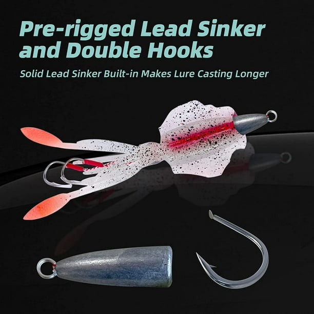 Squid Trap Nothing Can Escape Fishing Lures for Saltwater Soft Artificial  Rigged Squid Jig Lures with UV Glow Sea 