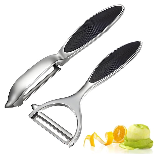Pelador de Verduras y Papas 2pcs, Pelapapas de Acero Inoxidable, Hoja Afilada, Mango Antideslizante, Accesorios de Cocina Pelador para Frutas Vegetales