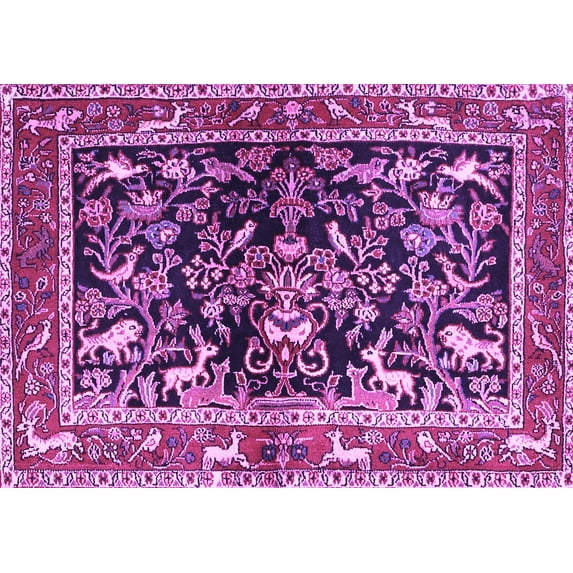 Ahgly Company Indoor Rectangle Animal Purple Traditional Area Rugs, 2' x 5'