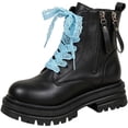 thumbnail image 3 of Taqqpue Women's Ankle Boots Plus Size Round Toe Thick Sole Side Zipper Lace Up Comfortable Booties for Women Size 5.5-11 Fashion Dress Shoes Fall Winter Footwear Casual Walking Daily, 3 of 10