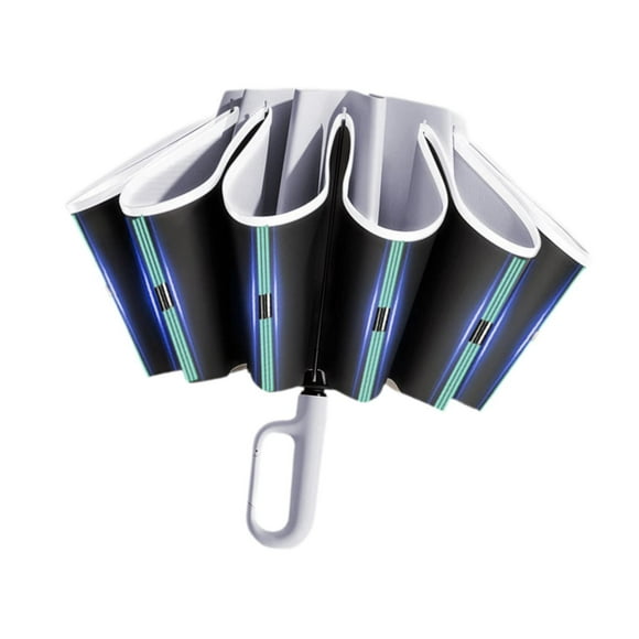 plegable automático para mujeres y hombres, marco fuerte portátil con rayas reflectantes Gris