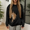 thumbnail image 4 of Cat Pouch Hoodie for Women Long Sleeve Plain Dog Pouch Hooded Sweatshirt Kangaroo Pocket Pet Carrier Pullover Tops, 4 of 6