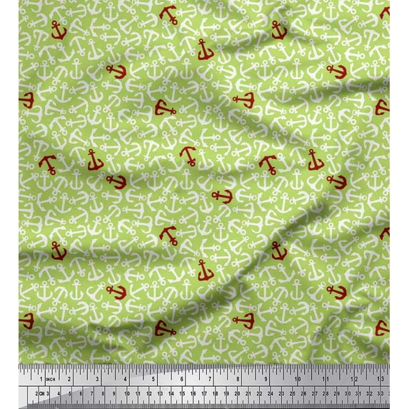 Soimoi Rayon Fabric Anchor Hook Nautical Printed Fabric 1 Yard 42 Inch Wide