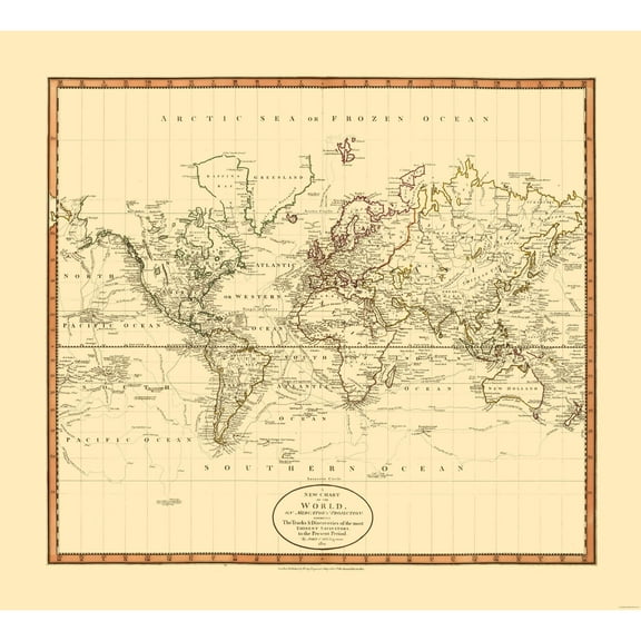Historic Map - Mercator Projection - Cary 1801 - 25.45 x 23 - Vintage Wall Art