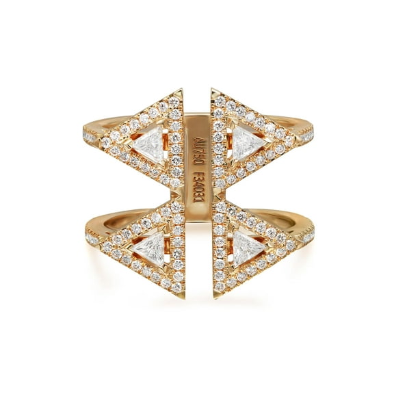 Messika 0.72Cttw Thea Toi & Moi Diamond Double Ring 18K Yellow Gold Size 54 US 7