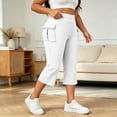 thumbnail image 2 of Khunlpohl Plus Size Capri Pants for Womens Yoga Workout Athletic Leggings Pant Baggy Elastic High Waist Trousers with Pockets, 2 of 7