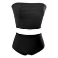 thumbnail image 3 of UTSJKR Women High Waisted Bikini Sets Ribbed Solid Color Strapless Tube Tops with Shorts Bandeau Swimsuits Bathing Suit Black XL, 3 of 3