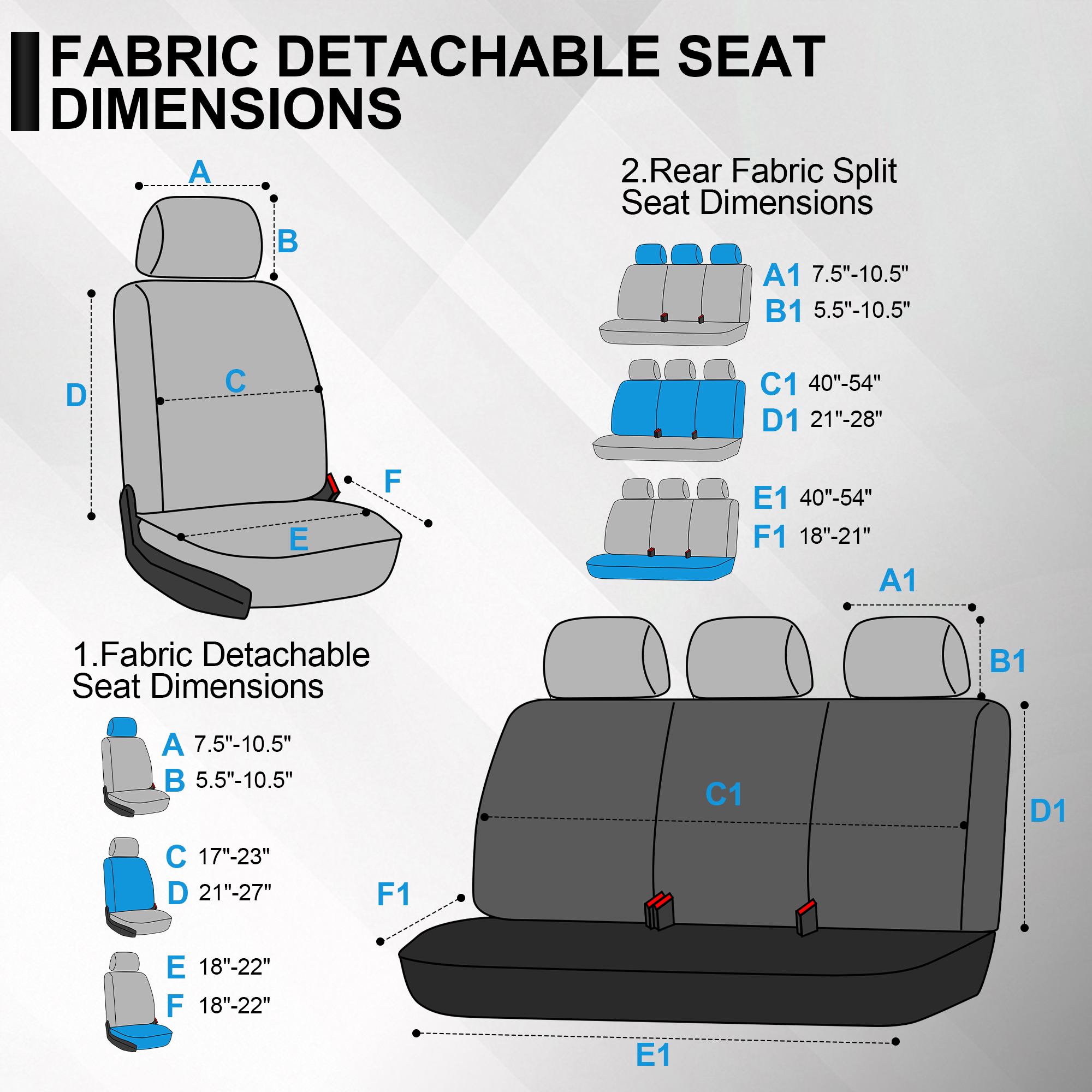 FLORAY 9-Piece Universal Car Seat Covers, Gray, Airbag Safe photo 7