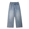 thumbnail image 5 of Blmnix Palazzo Men's Pants Baggy Low Waisted Mens Jeans Relaxed Fit Work Jeans Pants Long Blue Wide-Leg Mens Summer Pants,L, 5 of 7