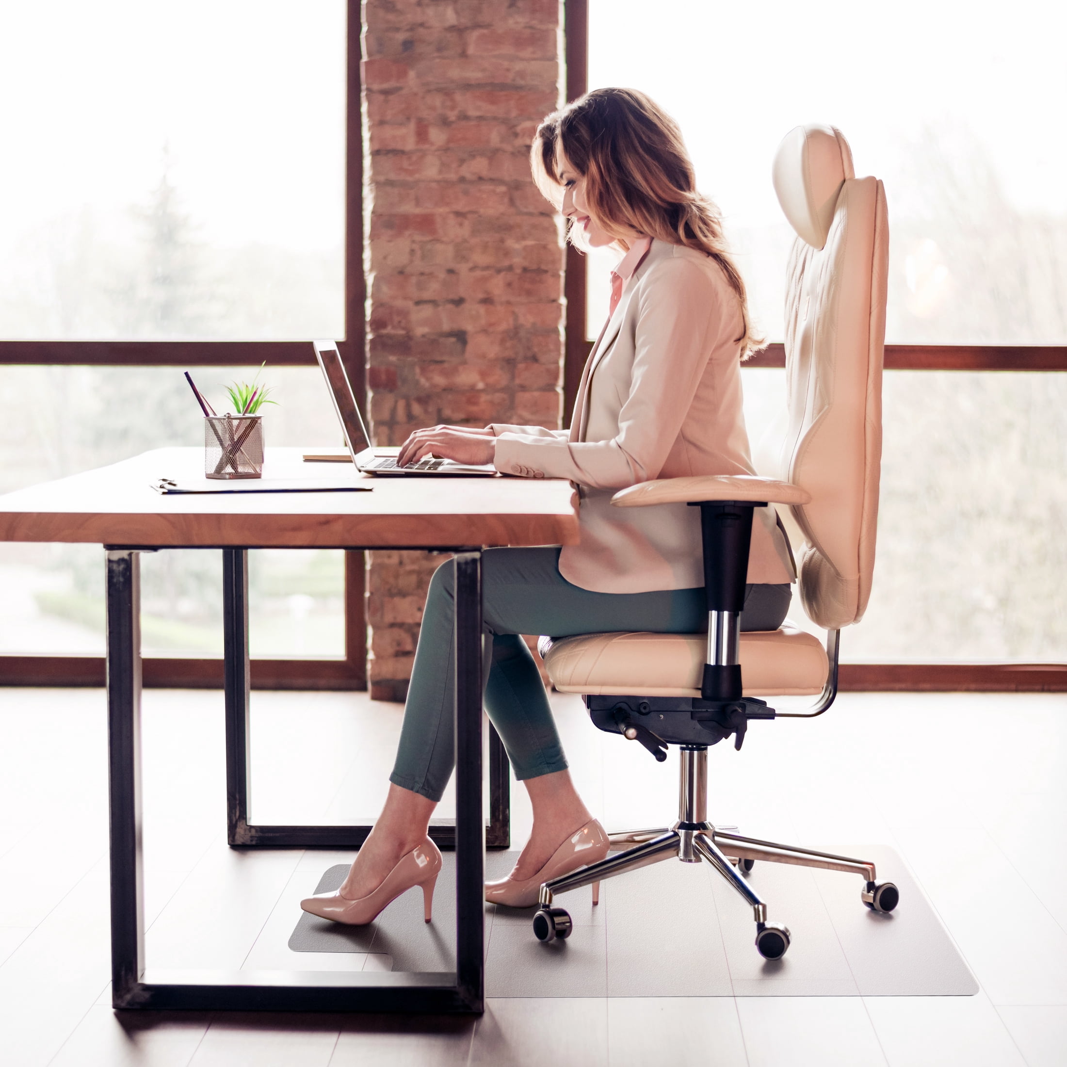 Valuemat® Basic Vinyl Lipped Chair Mat for Hard Floors - 36" x 48"