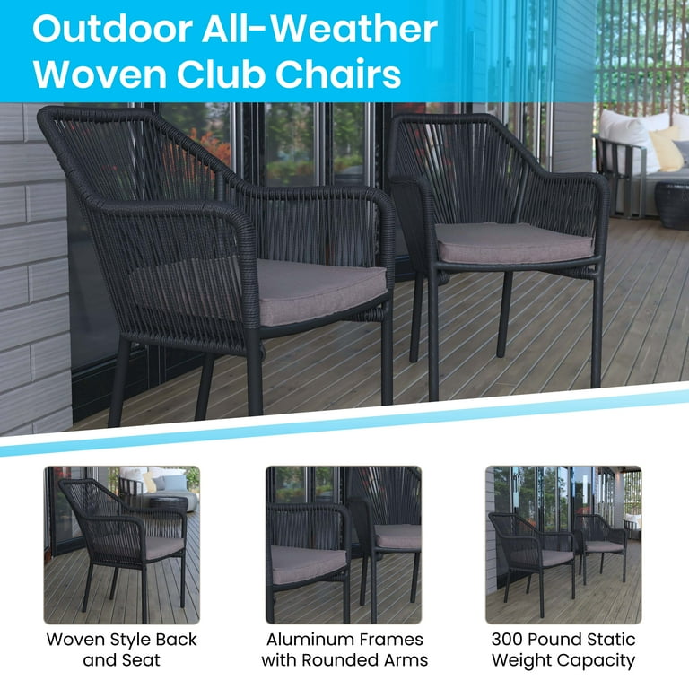 Black woven patio chair sale