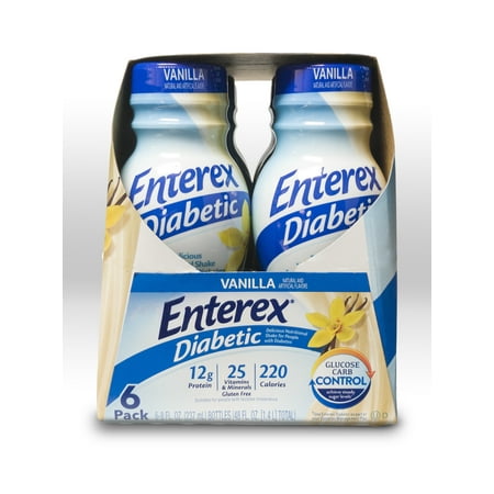 Enterex Diabetic Nutritional Meal Replacement Shake,for People with Diabetes, Vanilla,8 fl oz,6 Pack