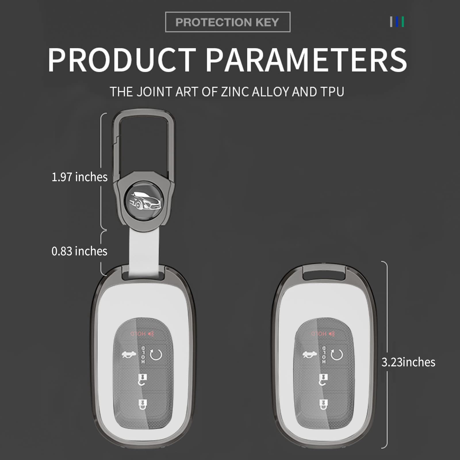 for Honda Key Fob Cover, Honda Accessories TPU+Zinc Alloy Key Fob Case for 2022 2023 2024 Honda Accord Civic HR-V CR-V Pilot Sport SI EX EX-L Touring Smart Key