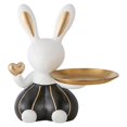 thumbnail image 1 of Estatuilla de conejito pequeño, bandeja de de joyería, estatua decorativa de conejo de Pascua, escultura de Animal, decoración de para el Negro Sunnimix Bandeja de almacenamiento decorativa, 1 of 8
