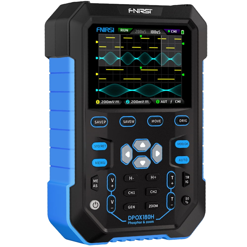 FNIRSI Handheld Fluorescent Digital Oscilloscope, Dual-channel 2in1 Portable  Oscilloscope, 20M Signal Generator, Multifunctional Instrument with 180MHz  Bandwidth 