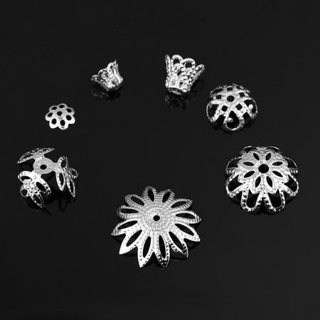 Ccdes Flower Bead,2Colors 300pcs 7 Sized Flower-Shaped Spacer Bead Cap Jewelry Making Findings Metal Accessories , Flower Spacer Bead