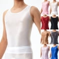 thumbnail image 5 of Men Oil Shiny Stretch Tank Top Sleeveless T-Shirt Sport Gym Running Undershirt, 5 of 10