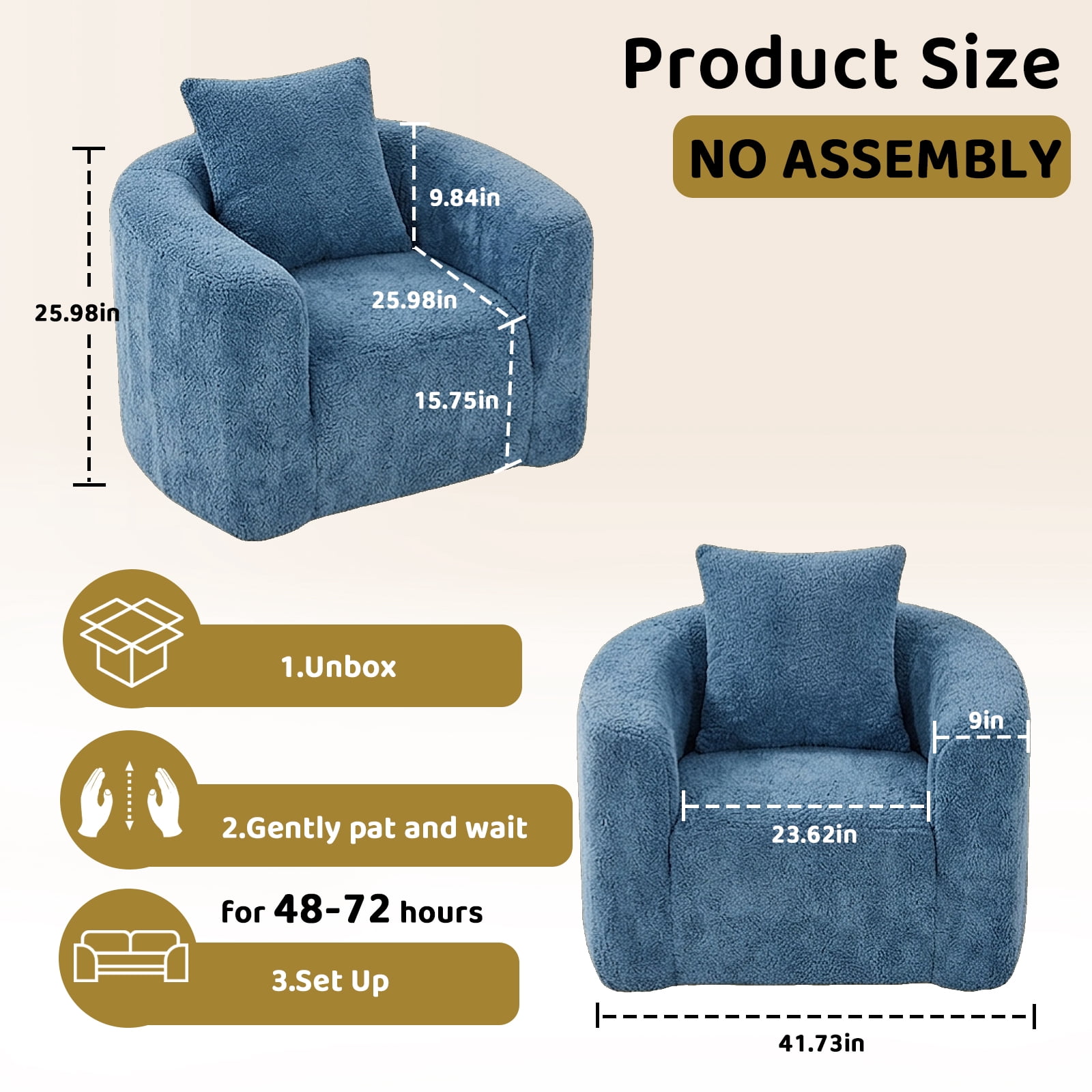 42"W Accent Chair No Assembly Reading Chair for Bedroom,Livingroom