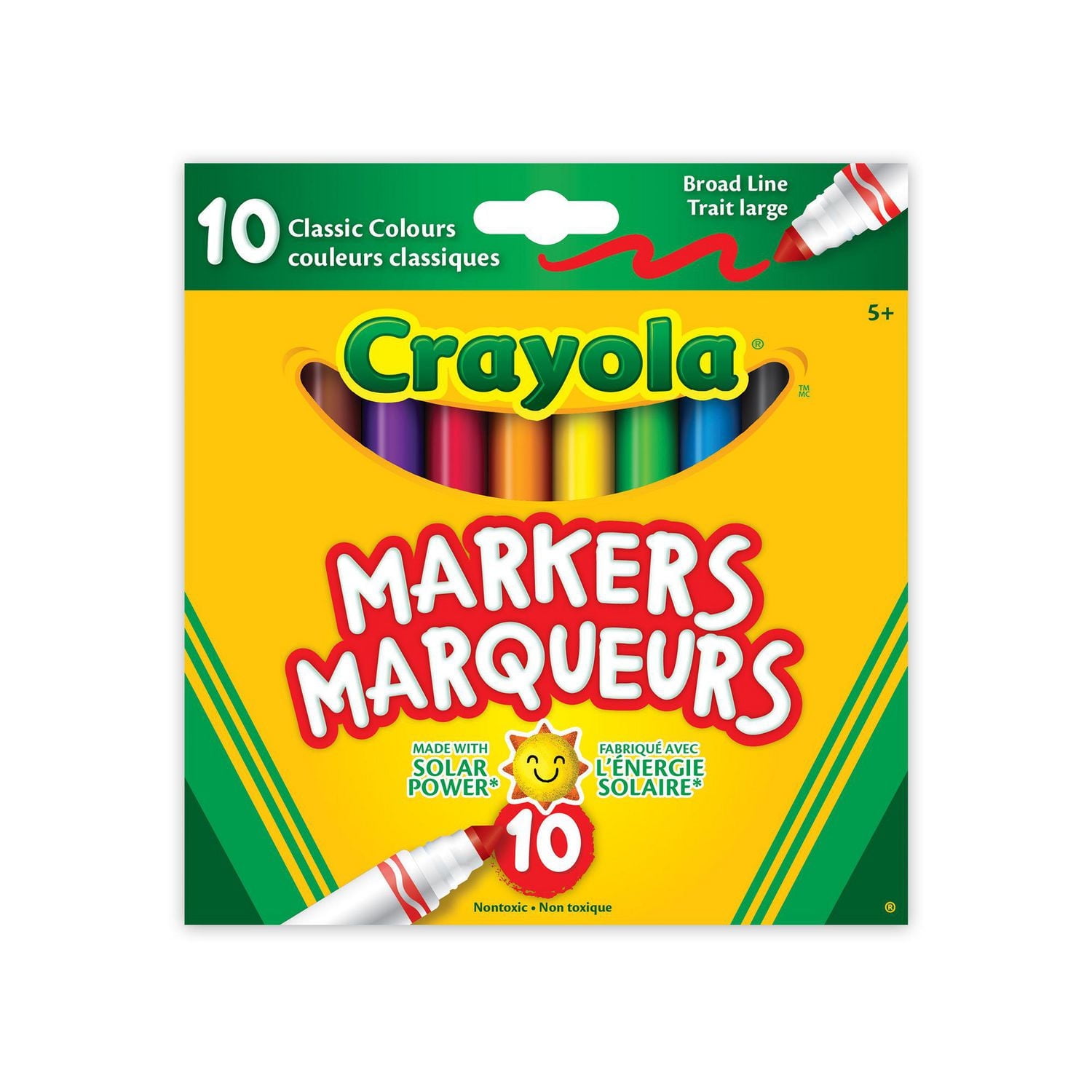 10 Marqueurs à trait large Crayola, couleurs classiques Marqueurs à traits large