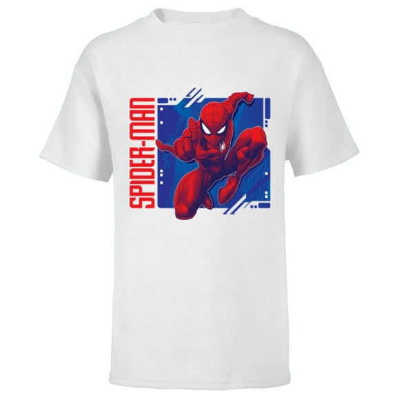 Marvel Spider-Man Leaping into Action All-Red - Short Sleeve T-Shirt for Kids - Customized-White