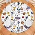 thumbnail image 2 of White Baseball Fun Club Pattern Round Fitted Tablecloth with Elastic Edge,Dining Table Cover Waterproof,Outdoor Round Tablecloth for Camping,Dining,Indoor and Outdoor, 2 of 7