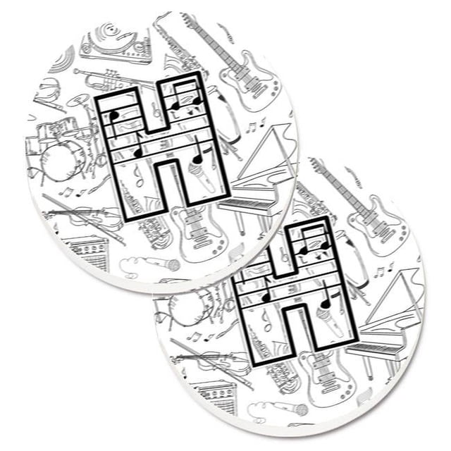 Carolines Treasures CJ2007-HCARC Lettre H Lettre de Note Musicale Ensemble de 2 Tasses Porte-Auto Sous-Verre