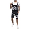 thumbnail image 2 of Babysbule Mens Pants Mens Letter Pocket Jeans Overall Jumpsuit Streetwear Overall Suspender Pants, 2 of 9