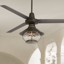 60" Casa Vieja Turbina DC Modern Indoor Outdoor Ceiling Fan with LED Light Remote Control Oil Rubbed Bronze Clear Glass Damp Rated for Patio Exterior