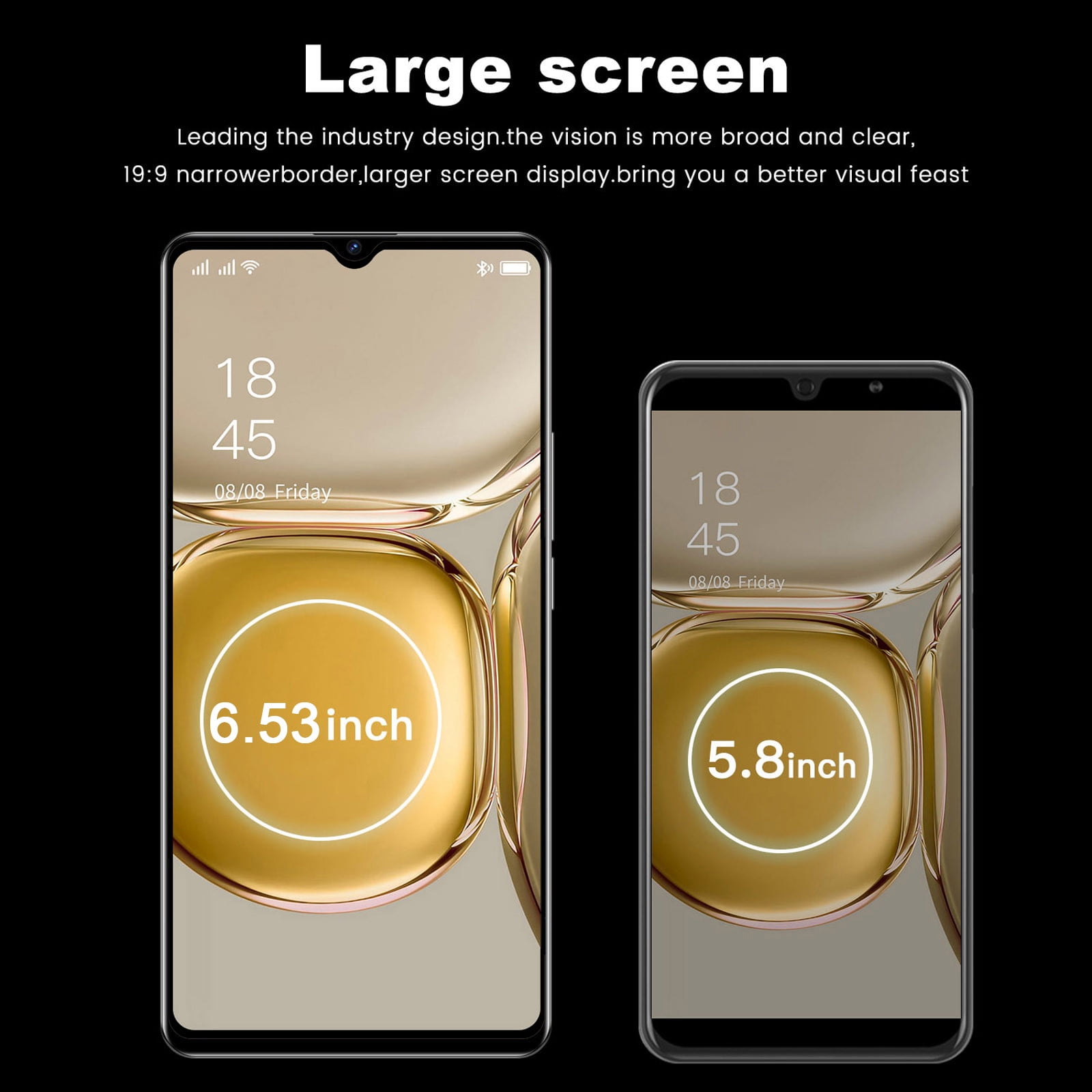 FYTPOV Android Phone, S22 5G Android Smartphone 6.53-inch HD Standby Card Slot 2+16G Memory 2400mAh Battery, Cell Phones Unlocked