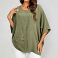 thumbnail image 4 of WERYOUNG Women's Asymmetrical T Shirt Fashion Solid Color Crew Neck T-Shirts Short Sleeve Casual Tee Home Lounging Comfortable Tops L, 4 of 6