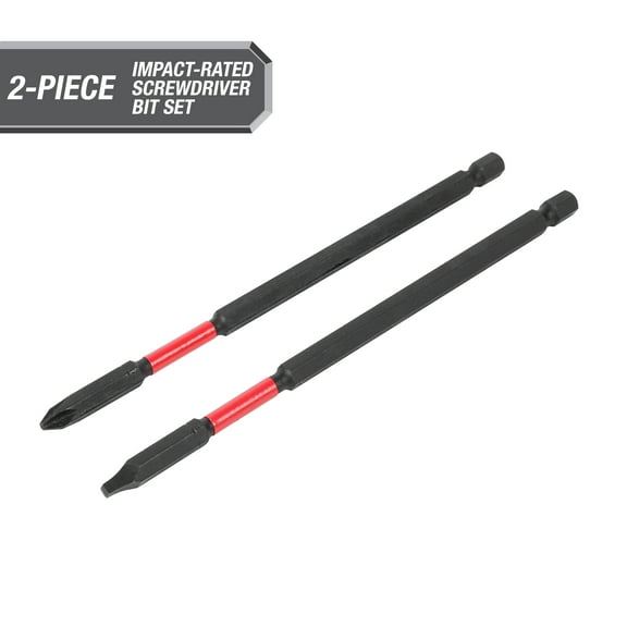 Hyper Tough 2 Piece Long Impact Driver Hex Shank Drill Bits, 6 inch