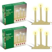 Tupkee Christmas Candolier Window Candles  with Flickering Bulbs  3-Lights Indoor -Flameless Electric Window Candles Candelabra - 2 Pack