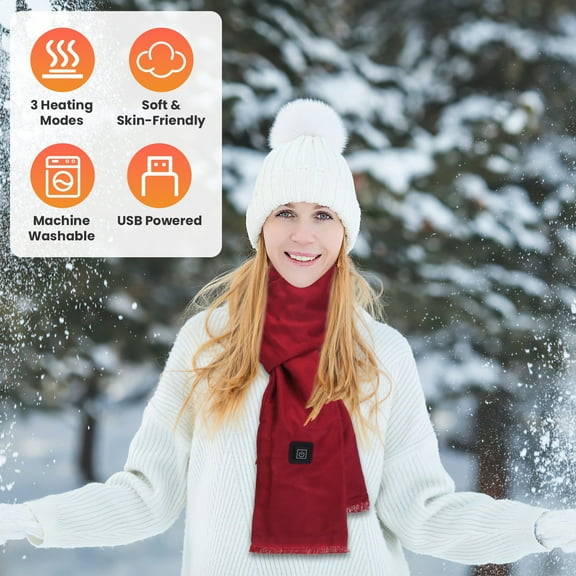 Heated Neck Wrap Warm Heated Scarf, USB Powered with 3 Temperature Modes ,Soft Skin-Friendly Washable Scarf for Winter Camping/Fishing,1,Multicolor