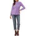 thumbnail image 2 of MODA NOVA Junior's Mock Neck Lace Button up Ruffled Long Sleeve Shirt Purple XXL, 2 of 5